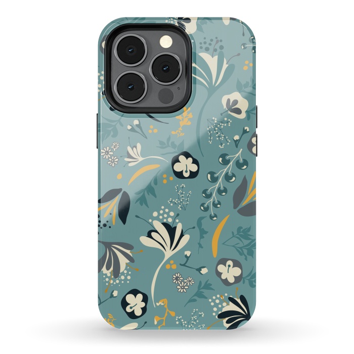 iPhone 13 pro StrongFit Beautiful BC Bloom in Blue and Yellow by Paula Ohreen