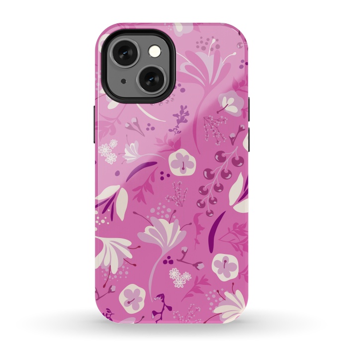 iPhone 13 mini StrongFit Beautiful Blooms in Pink and White by Paula Ohreen