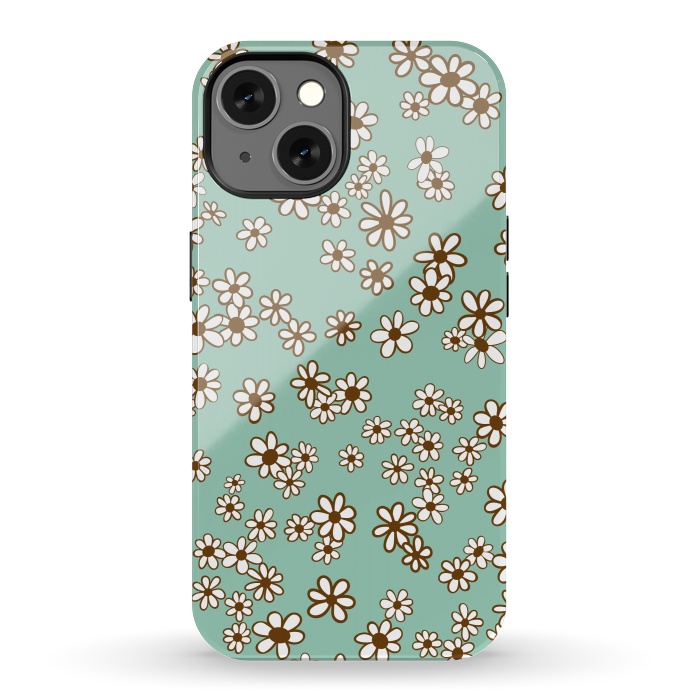 iPhone 13 StrongFit Ditsy Daisies on Blue by Paula Ohreen