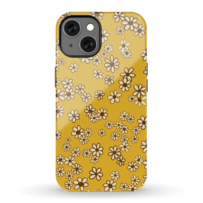 iPhone 13 StrongFit Ditsy Daisies on Mustard by Paula Ohreen