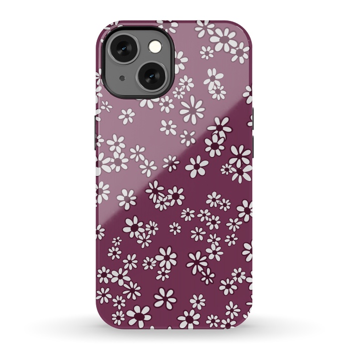 iPhone 13 StrongFit Ditsy Daisies on Purple by Paula Ohreen