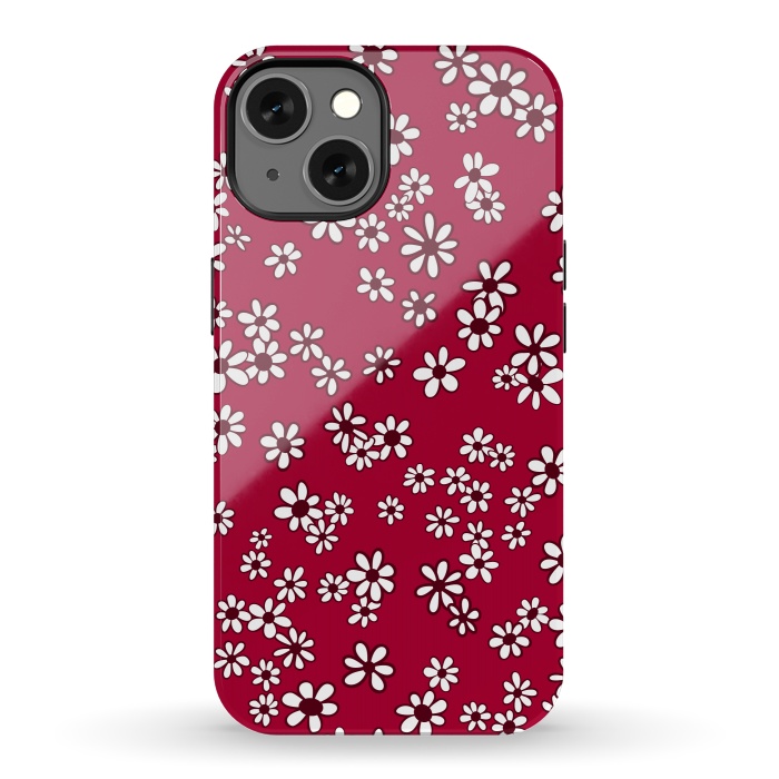 iPhone 13 StrongFit Ditsy Daisies on Bright Pink by Paula Ohreen