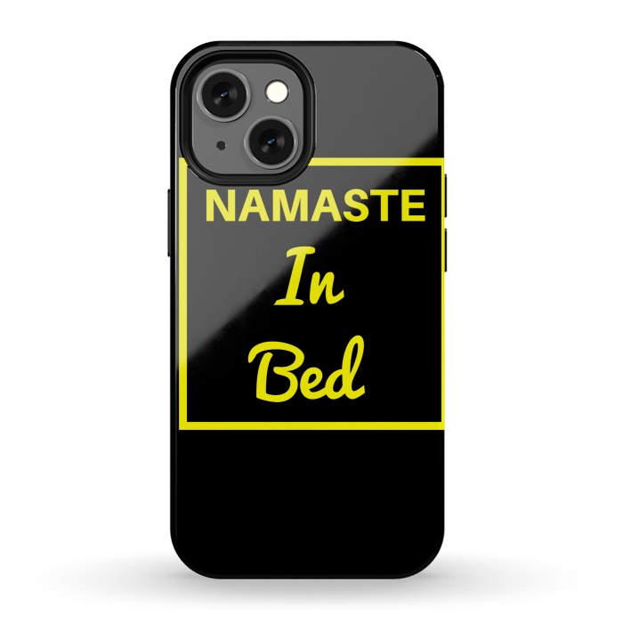 iPhone 13 mini StrongFit namaste in bed yellow by MALLIKA