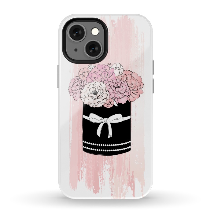 iPhone 13 mini StrongFit Flower Box with pink Peonies by Martina