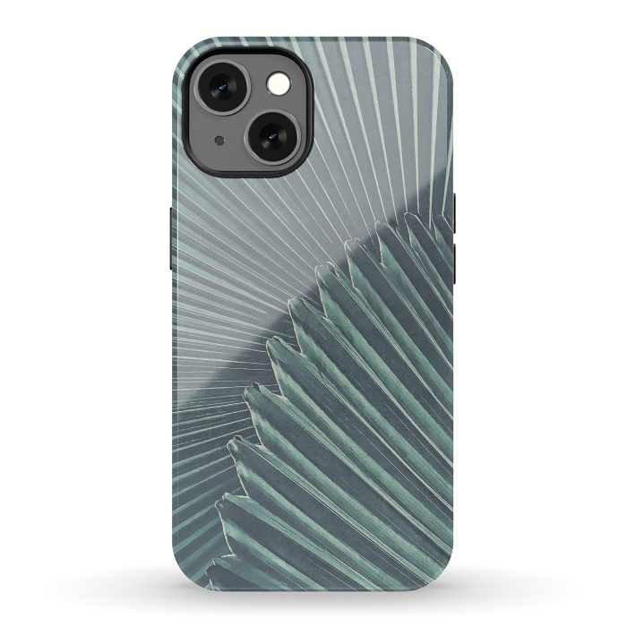 iPhone 13 StrongFit Teal Palm Leaves by Andrea Haase