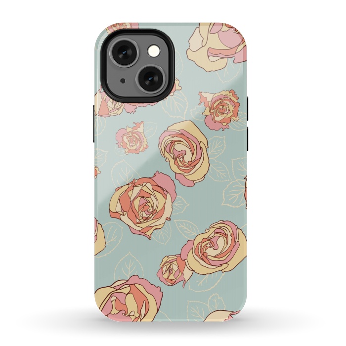 iPhone 13 mini StrongFit Retro Roses by Paula Ohreen