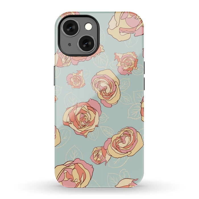 iPhone 13 StrongFit Retro Roses by Paula Ohreen