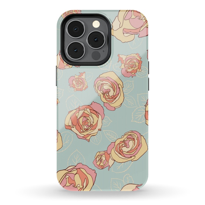 iPhone 13 pro StrongFit Retro Roses by Paula Ohreen