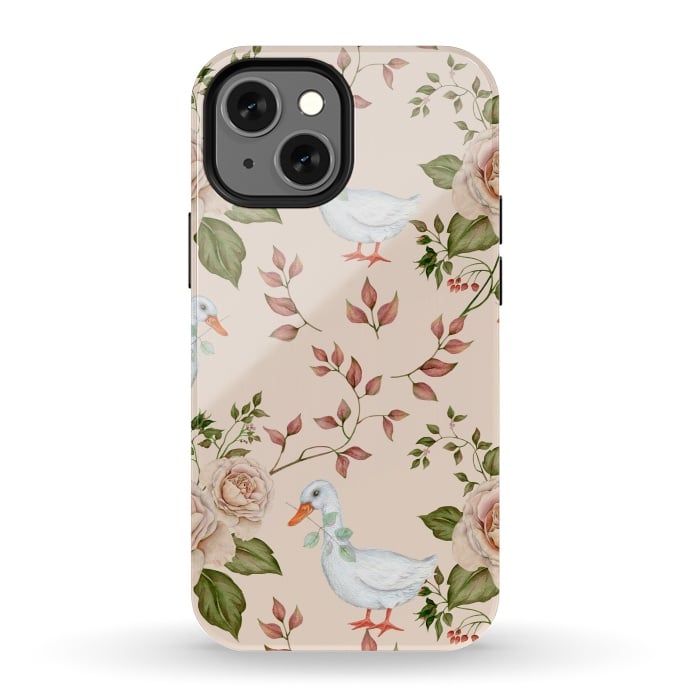 iPhone 13 mini StrongFit Goose in Rose Garden by Creativeaxle