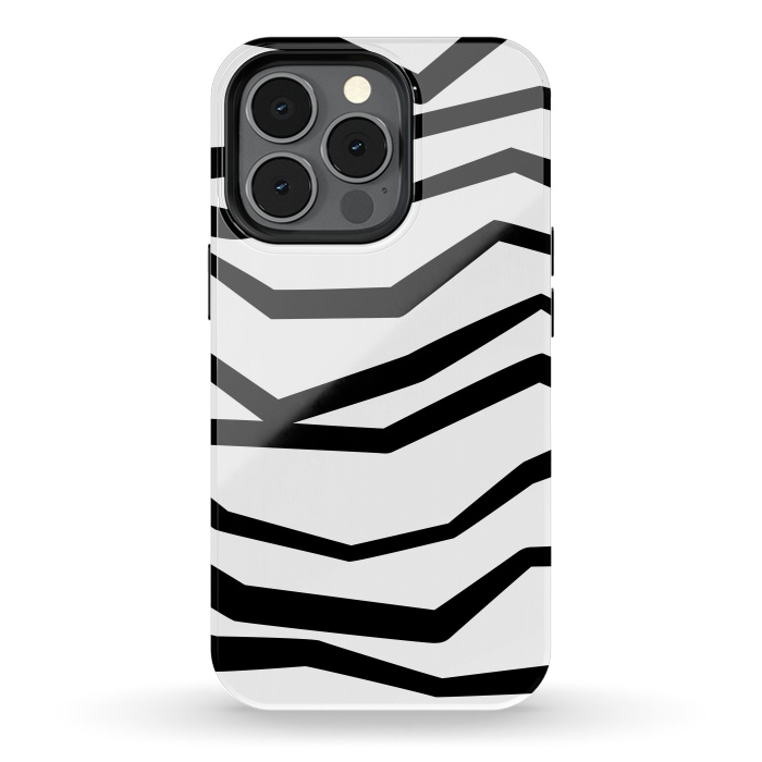 iPhone 13 pro StrongFit Wavy Zig Zag Stripes Black And White 2 by Andrea Haase