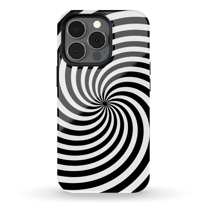iPhone 13 pro StrongFit Concentric Spiral Op Art Black And White 2 by Andrea Haase
