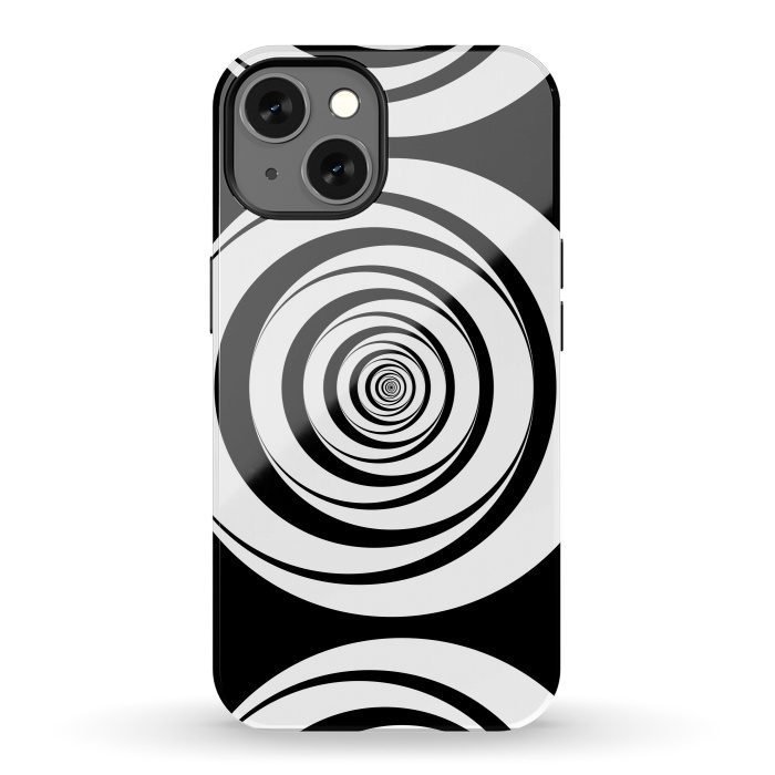iPhone 13 StrongFit Concentric Circles Pop-Art Black White 2 by Andrea Haase