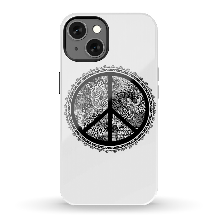 iPhone 13 StrongFit Zen Doodle Peace Symbol by Andrea Haase