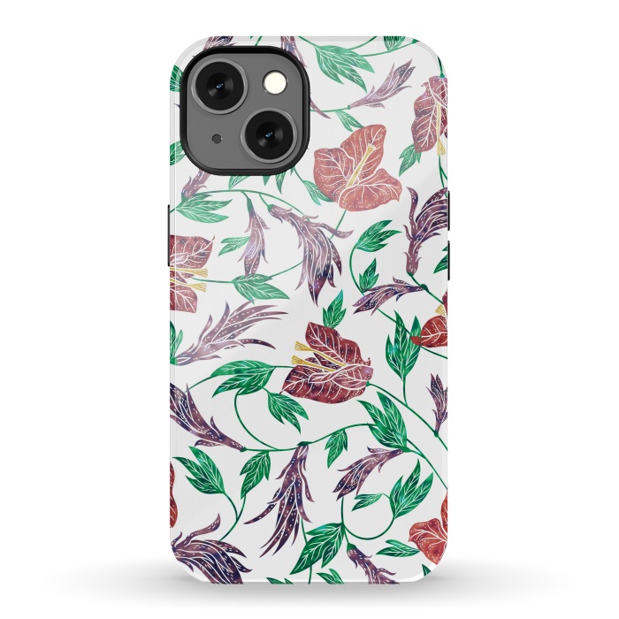 iPhone 13 StrongFit Tropical Flowers Pattern by Dushan Medich