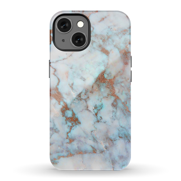 iPhone 13 StrongFit White & Gold Faux Marble by Dushan Medich