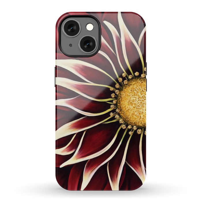 iPhone 13 StrongFit Crimson Zinnia by Denise Cassidy Wood