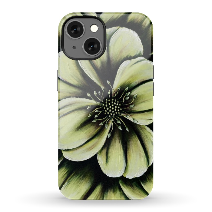 iPhone 13 StrongFit Green Flower by Denise Cassidy Wood
