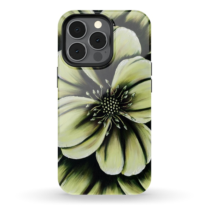iPhone 13 pro StrongFit Green Flower by Denise Cassidy Wood
