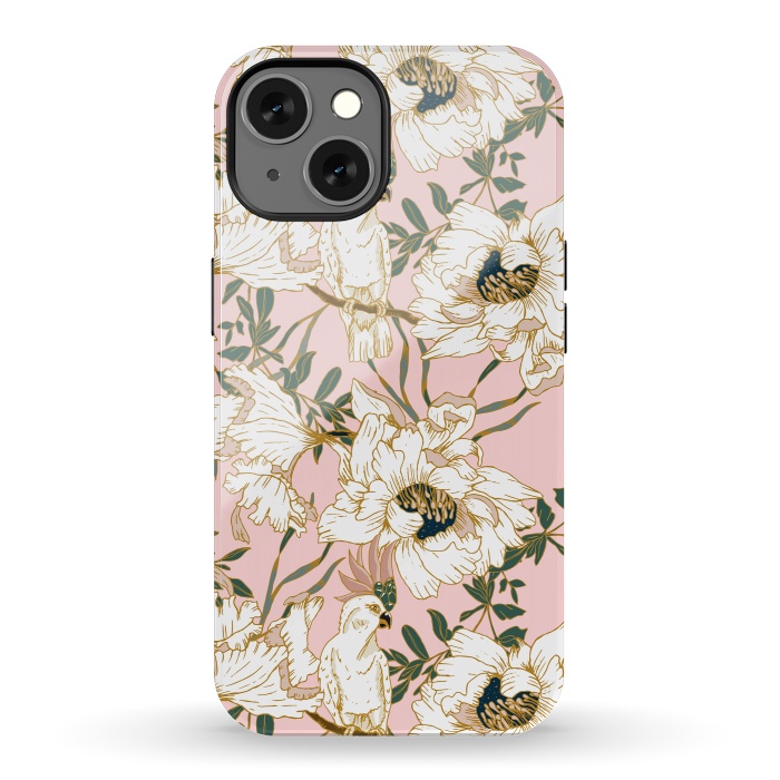 iPhone 13 StrongFit Exotic birds on flowers by Mmartabc