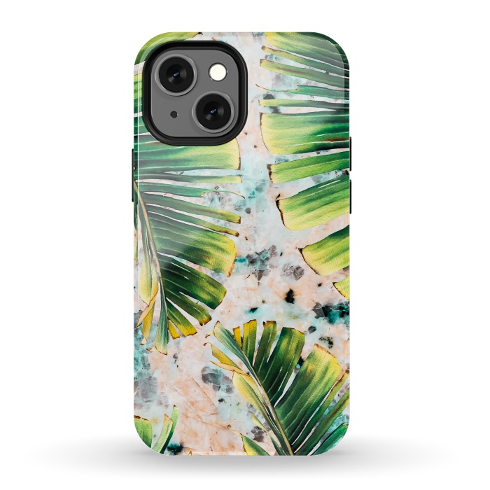 iPhone 13 mini StrongFit Palm leaf on marble 01 by Mmartabc