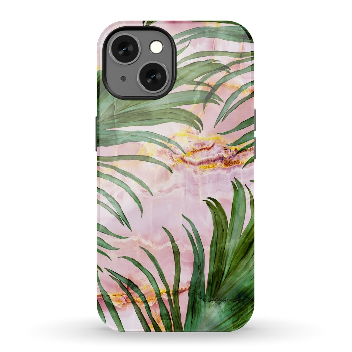 iPhone 13 StrongFit Palm leaf on marble 03 by Mmartabc