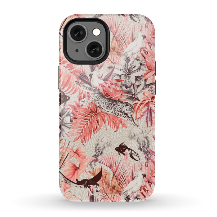 iPhone 13 mini StrongFit Tropical paradise pink 2  by Mmartabc