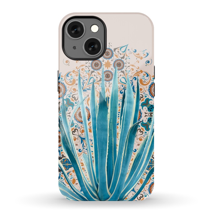 iPhone 13 StrongFit Cactus and Moroccan tiles  by Mmartabc