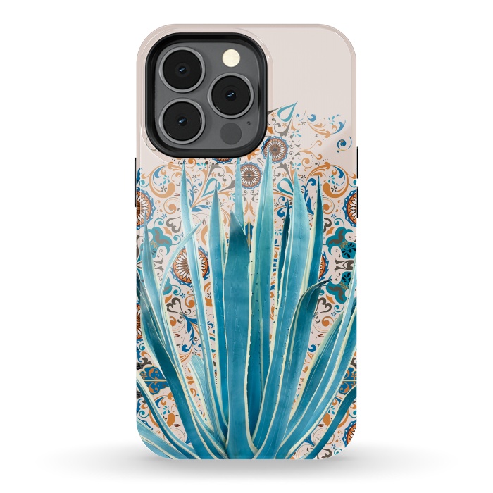 iPhone 13 pro StrongFit Cactus and Moroccan tiles  by Mmartabc