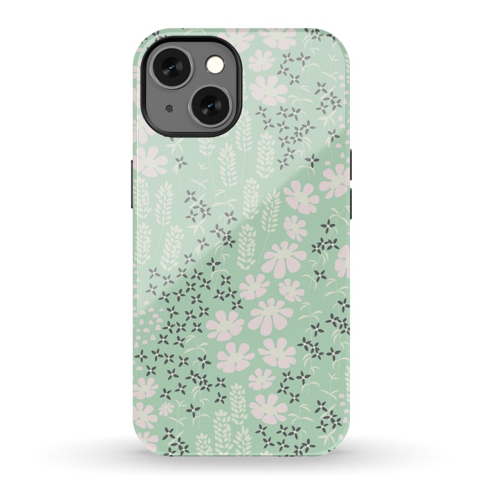 iPhone 13 StrongFit Floral Mint Pattern 013 by Jelena Obradovic