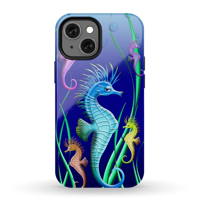 iPhone 13 mini StrongFit Seahorses Underwater Scenery by BluedarkArt