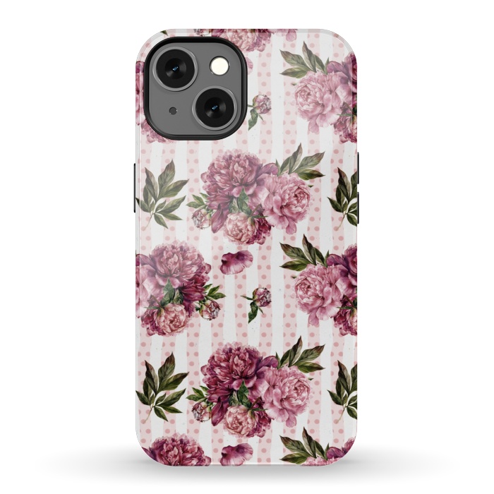 iPhone 13 StrongFit Vintage Pink Peony Pattern by  Utart