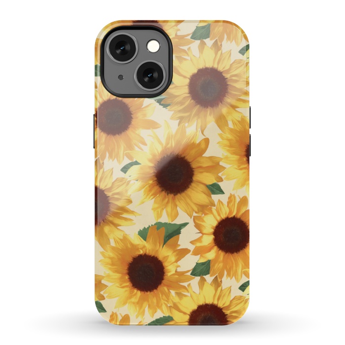 iPhone 13 StrongFit Happy Yellow Sunflowers by Micklyn Le Feuvre