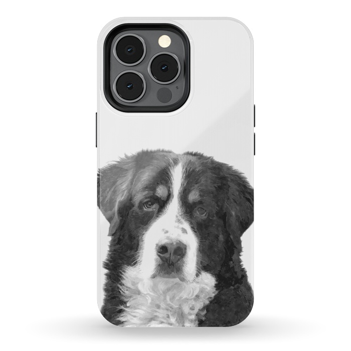 iPhone 13 pro StrongFit Black and White Bernese Mountain by Alemi