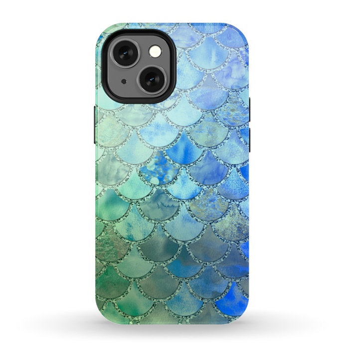 iPhone 13 mini StrongFit Ocean green and blue Mermaid Scales by  Utart