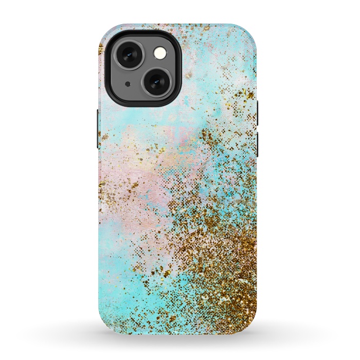 iPhone 13 mini StrongFit Pink and Teal and Gold Mermaid Glitter Seafoam by  Utart