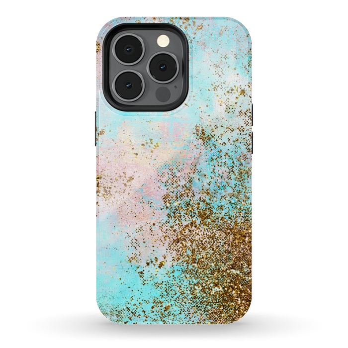 iPhone 13 pro StrongFit Pink and Teal and Gold Mermaid Glitter Seafoam by  Utart