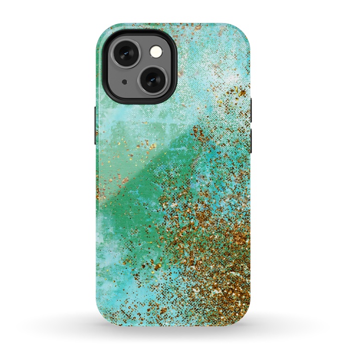 iPhone 13 mini StrongFit Green and Gold Mermaid Glitter SeaFoam by  Utart