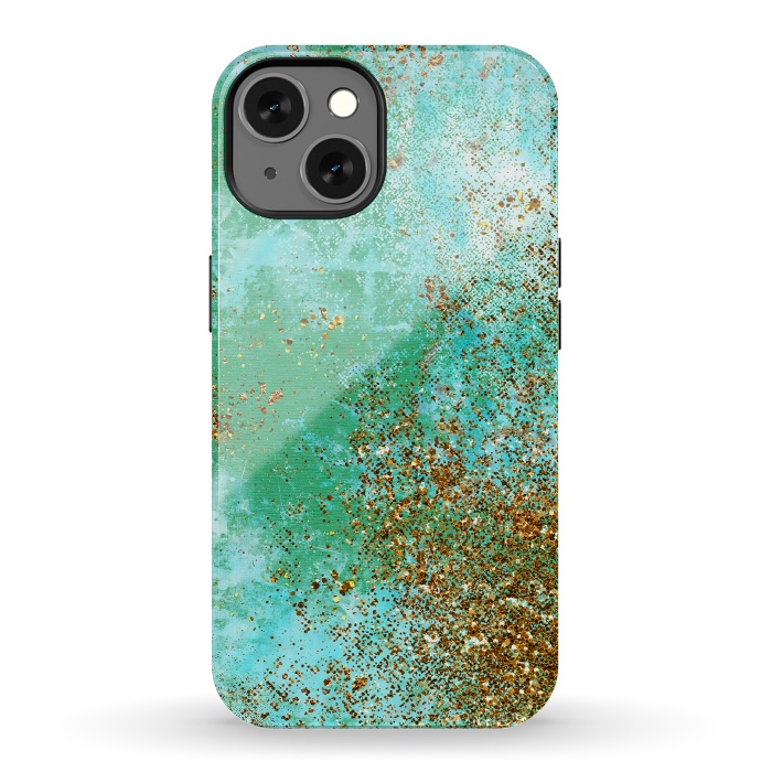 iPhone 13 StrongFit Green and Gold Mermaid Glitter SeaFoam by  Utart