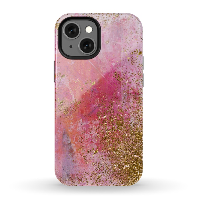 iPhone 13 mini StrongFit Pink and Gold Mermaid Glitter Seafoam by  Utart