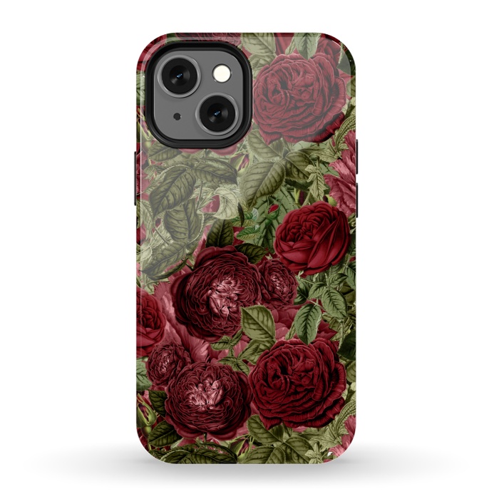 iPhone 13 mini StrongFit Victorian Dark Red Vintage Roses by  Utart