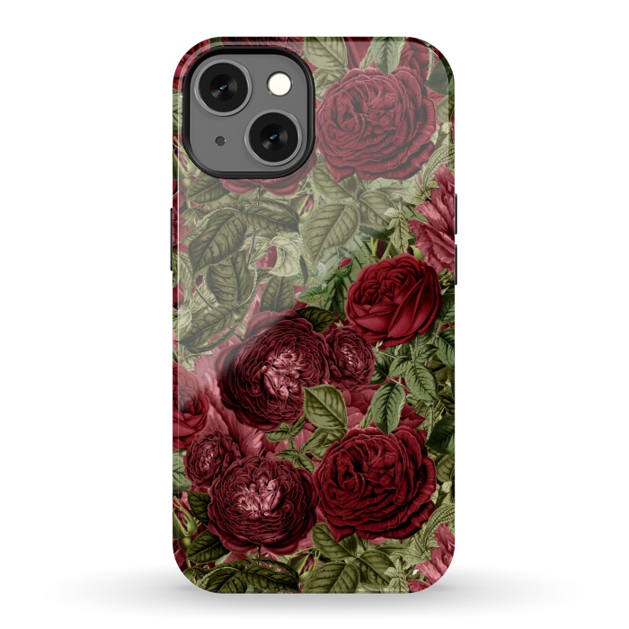 iPhone 13 StrongFit Victorian Dark Red Vintage Roses by  Utart
