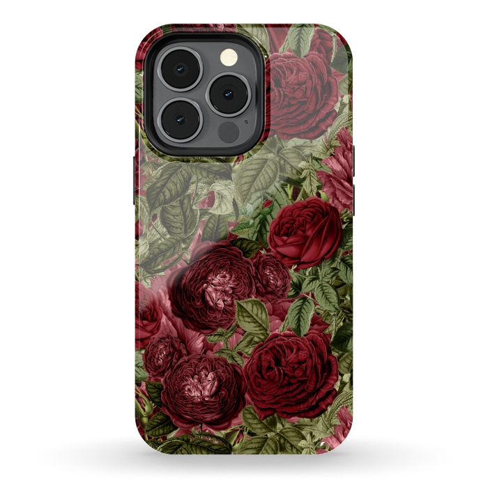 iPhone 13 pro StrongFit Victorian Dark Red Vintage Roses by  Utart