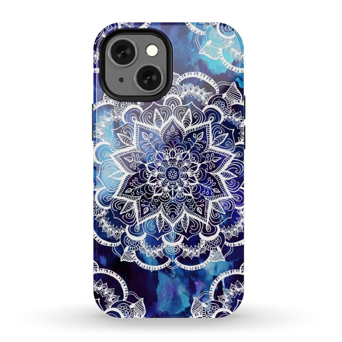 iPhone 13 mini StrongFit Queen Starring of Mandalas Navy by ''CVogiatzi.