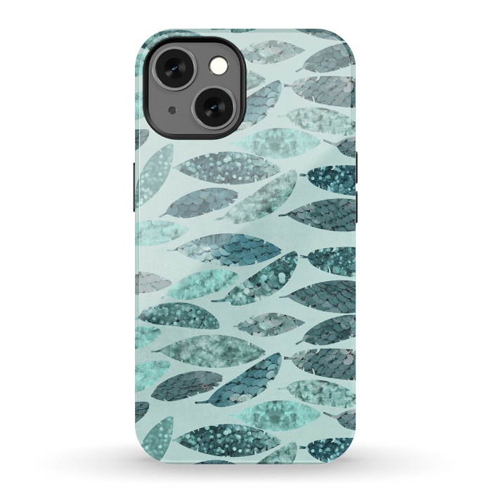 iPhone 13 StrongFit Turquoise Green Mermaid Feathers 2 by Andrea Haase
