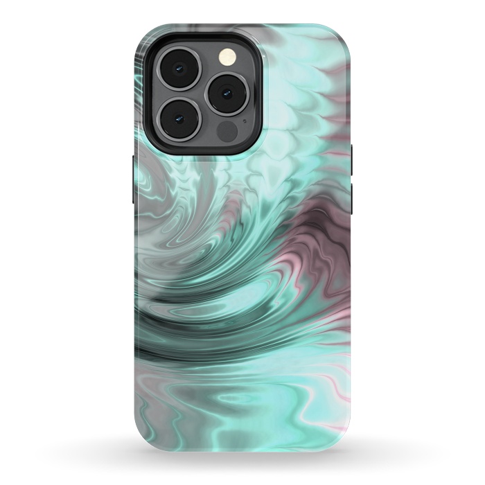 iPhone 13 pro StrongFit Abstract Fractal Teal Pink 2 by Andrea Haase