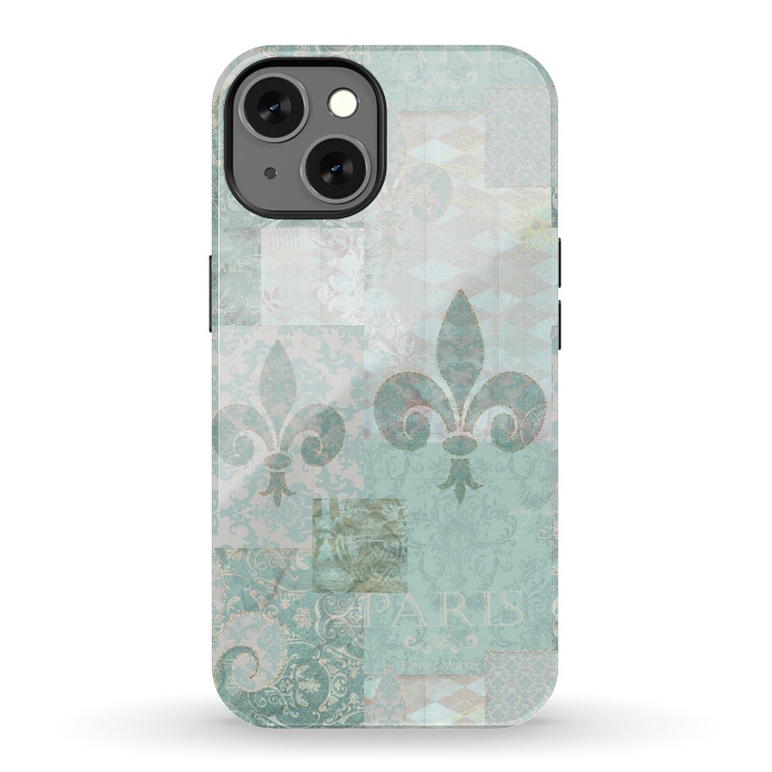 iPhone 13 StrongFit Vintage Patchwork Soft Teal by Andrea Haase