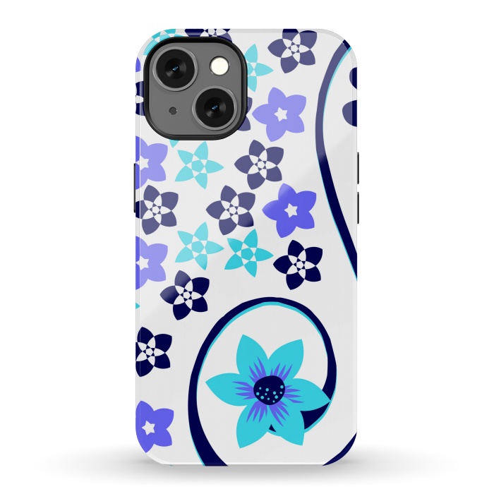 iPhone 13 StrongFit blue floral pattern 2 by MALLIKA