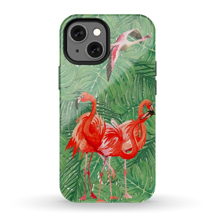 iPhone 13 mini StrongFit Flamingo Jungle  by  Utart