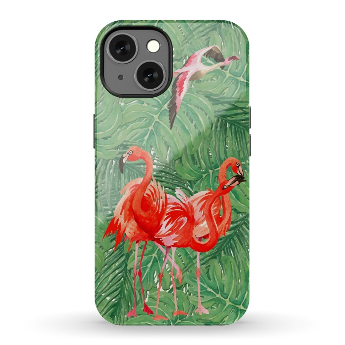 iPhone 13 StrongFit Flamingo Jungle  by  Utart