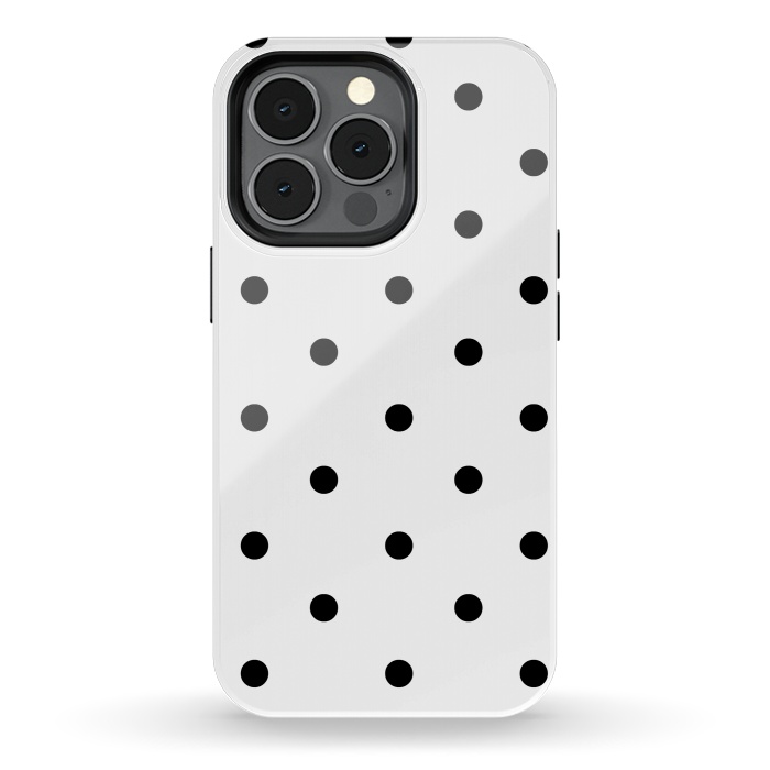 iPhone 13 pro StrongFit Simply black polka dots on white  by DaDo ART